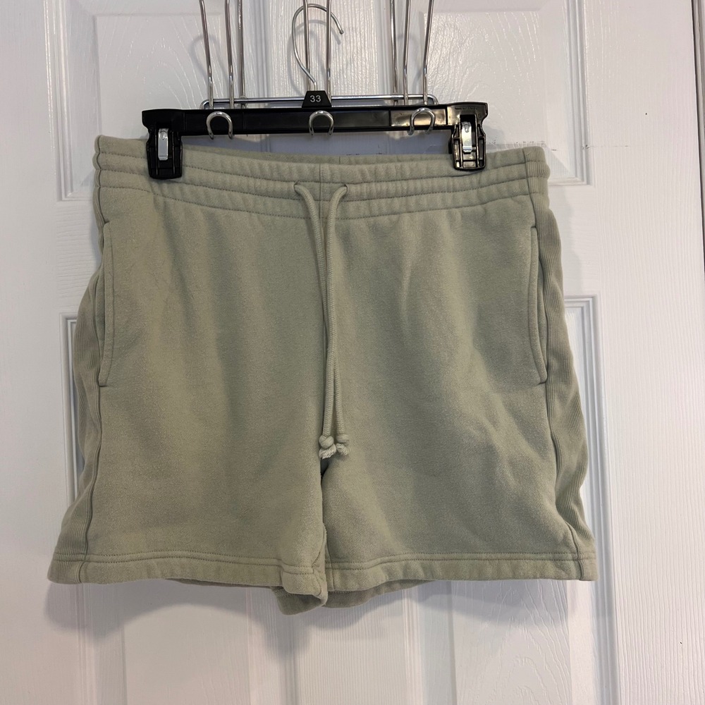 Tna Aritzia Cozy Fleece Boyfriend Shorts Sage Green Medium Sweat Shorts Relaxed
